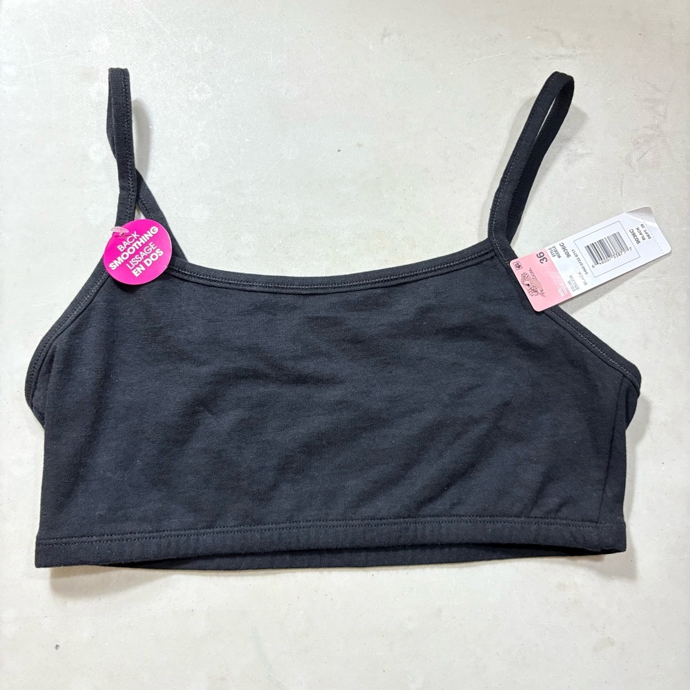 Fruit Of The Loom 36 Y2K Teen Bra Wireless Pullover No Padding Black Smoothing